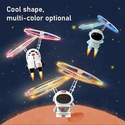 Flying Robot Astronaut Toy Aircraft High-Tech Hand-Controlled Drone Interactive Dual Wings with Lights Outdoor GiftS for Kids